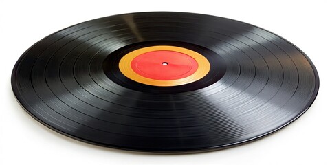 Retro vinyl LP isolated on white, perfect for vintage audio or music promotions.  Plenty of copy space.
