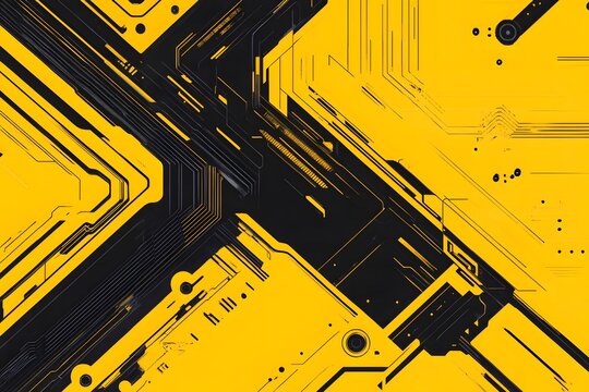 Abstract Geometric Pattern in Black and Yellow