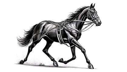 Elegant Galloping Horse in Monochrome Artistic Design