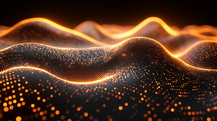 A high-tech digital data transfer concept with vibrant lights and depth showcasing network abilities, technological processes, digital storages, and scientific advancements in a blurred bright tone ba