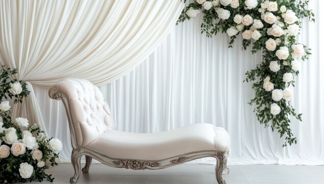Maternity backdrop, wedding backdrop, photography background with delicate flowers and vintage wall.