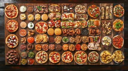 A diverse spread of various dishes and snacks.