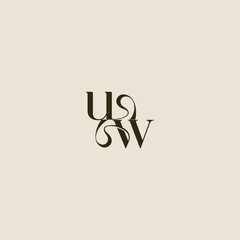 luxurious concept UW dynamic line monogram logo letter elegant wedding