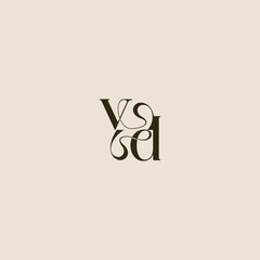 luxurious concept VD dynamic line monogram logo letter elegant wedding