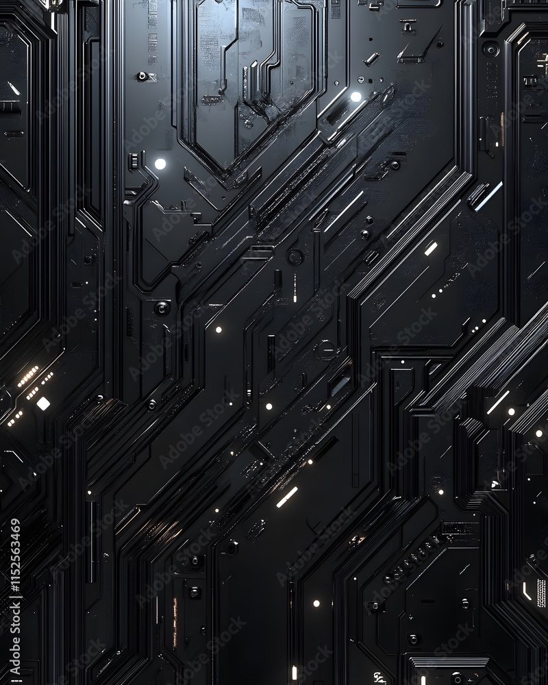 Poster abstract metallic circuit pattern