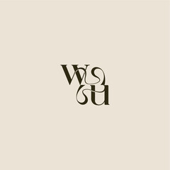 luxurious concept WU dynamic line monogram logo letter elegant wedding