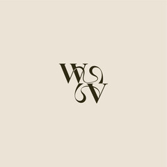 luxurious concept WV dynamic line monogram logo letter elegant wedding