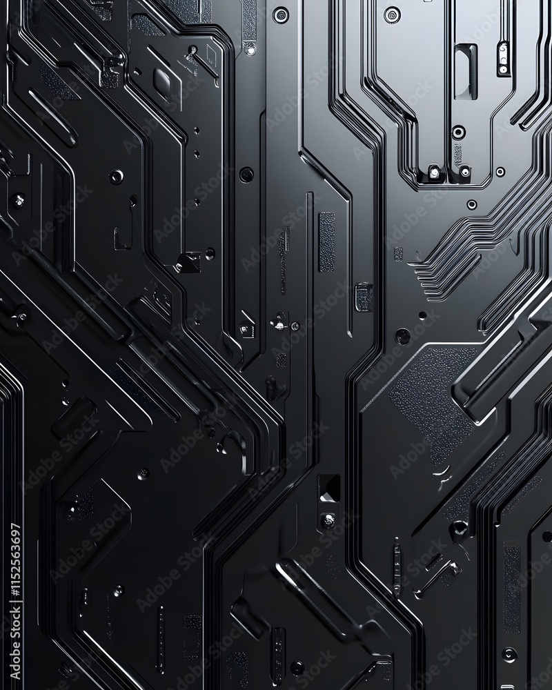 Poster abstract metallic panel with circuit-like design