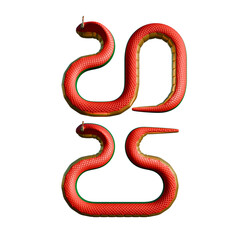 2025 Chinese New Year Of Serpent Front View Vertical Composition 3D Render Illustration