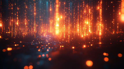 Fototapeta premium A high-tech digital data transfer concept with vibrant lights and depth showcasing network abilities, technological processes, digital storages, and scientific advancements in a blurred bright tone ba