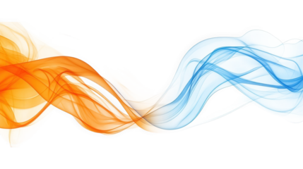 abstract wavy lines of orange and blue colors on transparent background