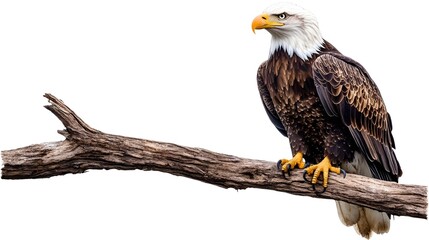 Obraz premium Bald Eagle on a Rustic Branch.