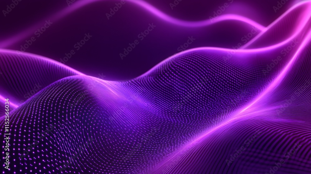 Poster abstract purple waveform with illuminated nodes