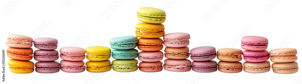 Aufkleber colorful macarons arranged in a row. forming a rising gradient from left to right. isolated on a tra