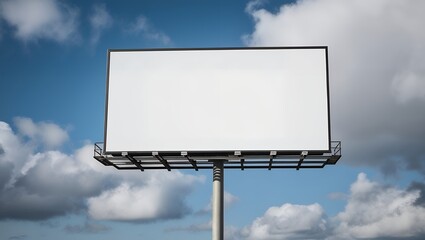 Fototapeta premium advertising blank white billboard on blue sky 