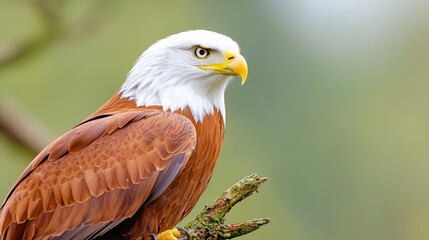 Obraz premium Bald eagle perched on branch forest habitat wildlife photography natural environment close-up view majestic bird of prey