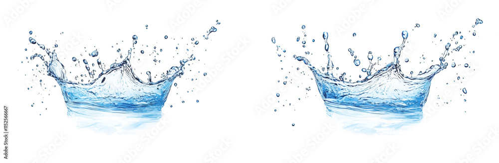 Poster two water splashes in a crown shape with a transparent background