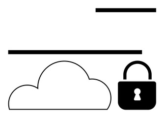 Cloud icon paired with padlock symbolizes secure cloud storage and data protection. Ideal for cybersecurity, online safety, data encryption, secure cloud computing, privacy policies, IT
