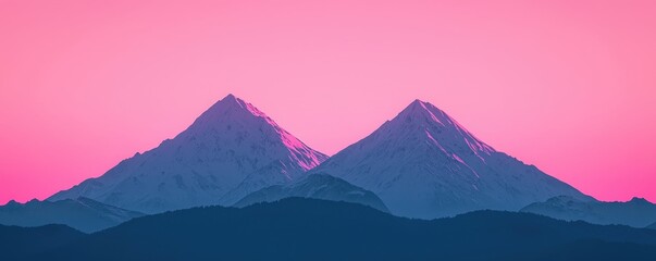 Majestic sunrise over twin peaks mountain range nature photography serene landscape aerial view tranquility