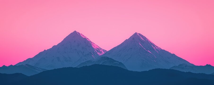 Majestic sunrise over twin peaks mountain range nature photography serene landscape aerial view tranquility