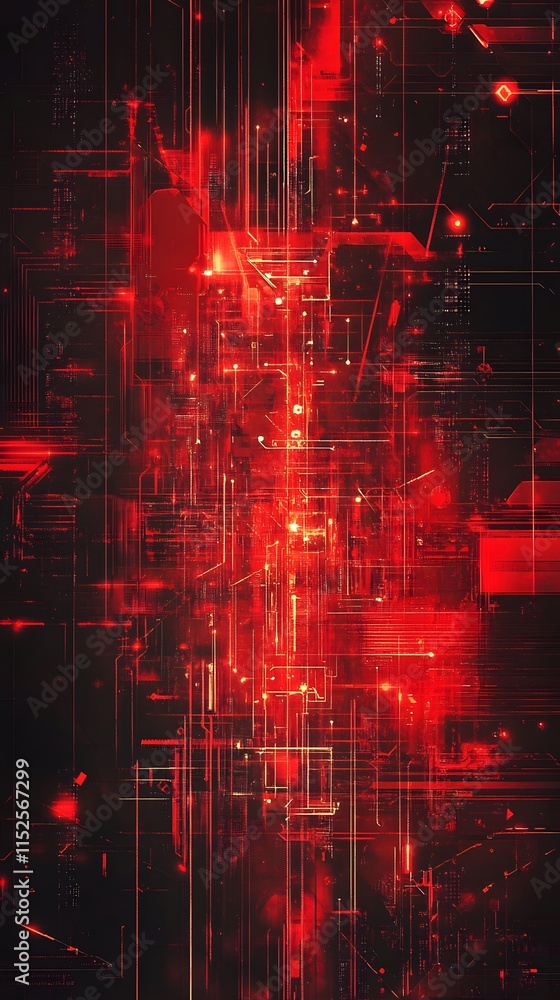 Poster abstract red digital network visualization