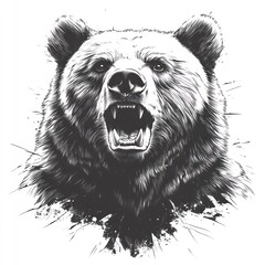 A fierce bear illustration, showcasing its powerful expression and detailed features.