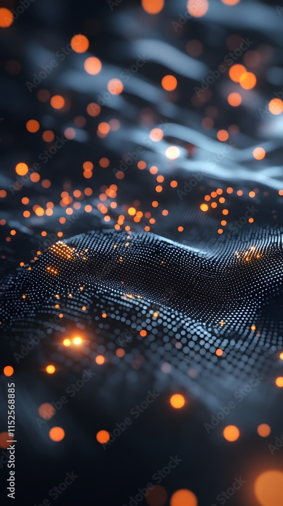 Poster abstract waveform with illuminated particles