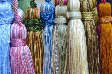 decorative brush pendants for the canopy. colored tassels made of thread for hanging on curtains....