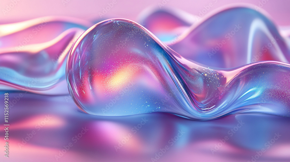 Poster iridescent neon background with holographic soft pastel colors blending in abstract chaos evoking a 