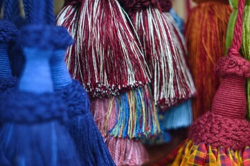 decorative brush pendants for the canopy. colored tassels made of thread for hanging on curtains....