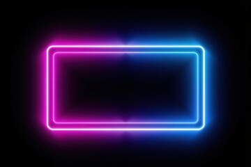 Vibrant Neon Frame with Blue and Pink Glow on Black Background
