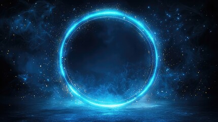 Fototapeta premium Luminous Celestial Ring: A Mystical Blue Nebula