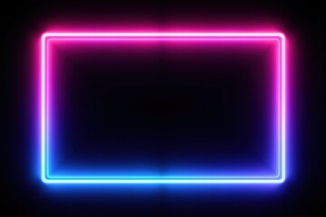 Vibrant Neon Frame with Blue and Pink Glow on Black Background