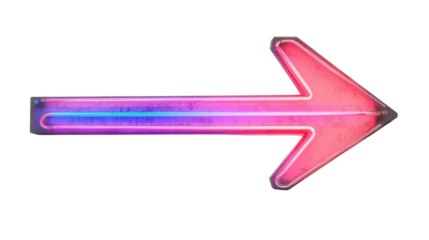 Neon arrow, transparent background