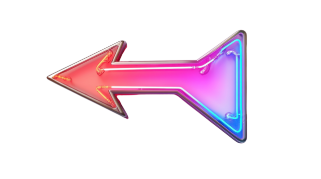 Neon arrow, transparent background