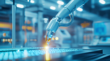 Robotic Arm Welding in Industrial Workstation