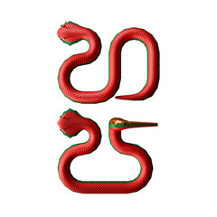 Fototapeta premium 2025 Chinese New Year Of Snake Vertical Composition Top View 3D Render Illustration