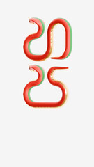 2025 Chinese New Year Of Serpent Left View Vertical Composition 3D Render Illustration