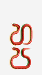 2025 Chinese New Year Of Serpent Right View Vertical Composition 3D Render Illustration