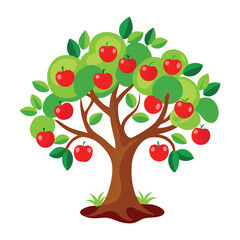 apple tree with flowers illustration