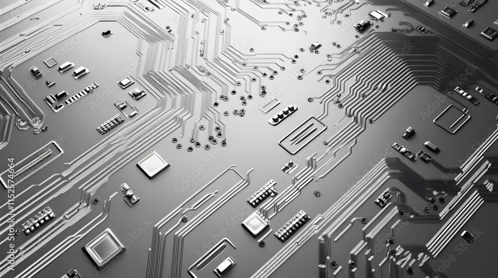 Poster close-up of a printed circuit board with integrated components