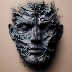 Face of Denim Threads: Surreal Textile Art