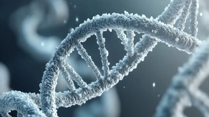 Close up detailed view of a DNA helix strand