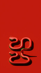 2025 Chinese New Year Of Snake Vertical Composition Front View 3D Render Illustration