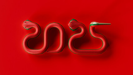 Chinese New Year Of Snake 3D Design Element Top Flat View