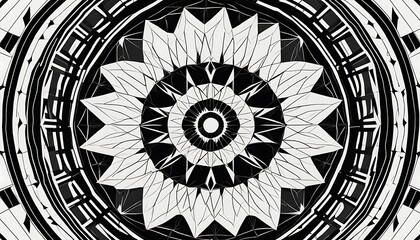 Abstract Black And White Geometric Mandala Design
