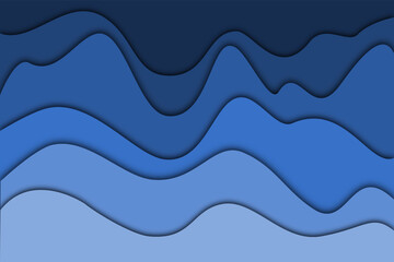 blue sea wave, wavy paper cut background