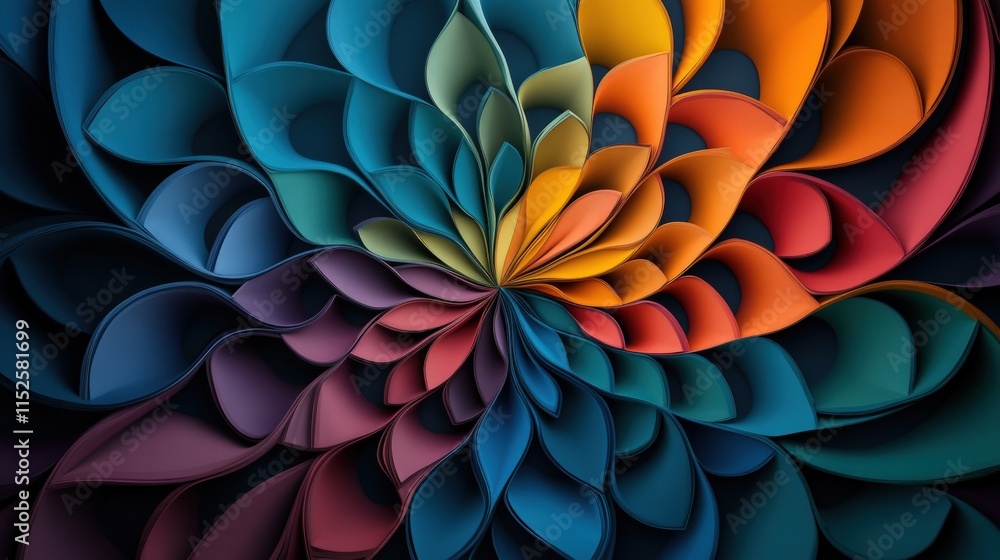 Poster Vibrant Abstract Design with Flowing Petal Shapes and Rich Color Gradient Ideal for Backgrounds and Creative Projects
