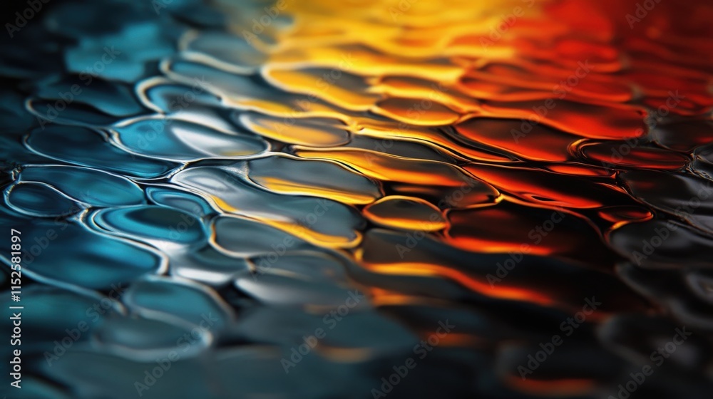 Poster Abstract Colorful Reflection on Water Surface at Sunset with Soft Waves and Ripples Creating a Beautiful and Tranquil Atmosphere for Artistic Backgrounds and Designs