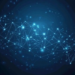 Vector background with a blue gradient and white glowing dots connected by lines, forming an abstract geometric pattern.